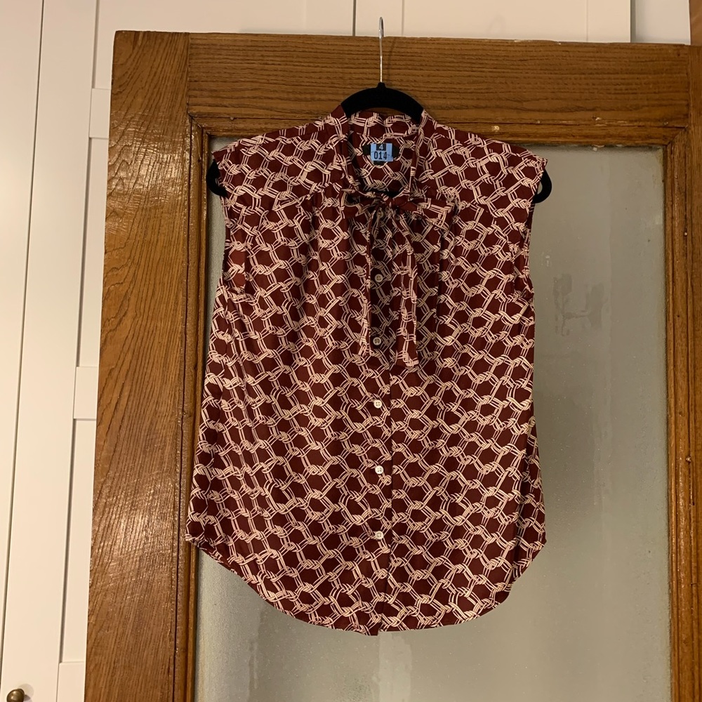 J. CREW 100% Silk Burgundy Chain Link Blouse